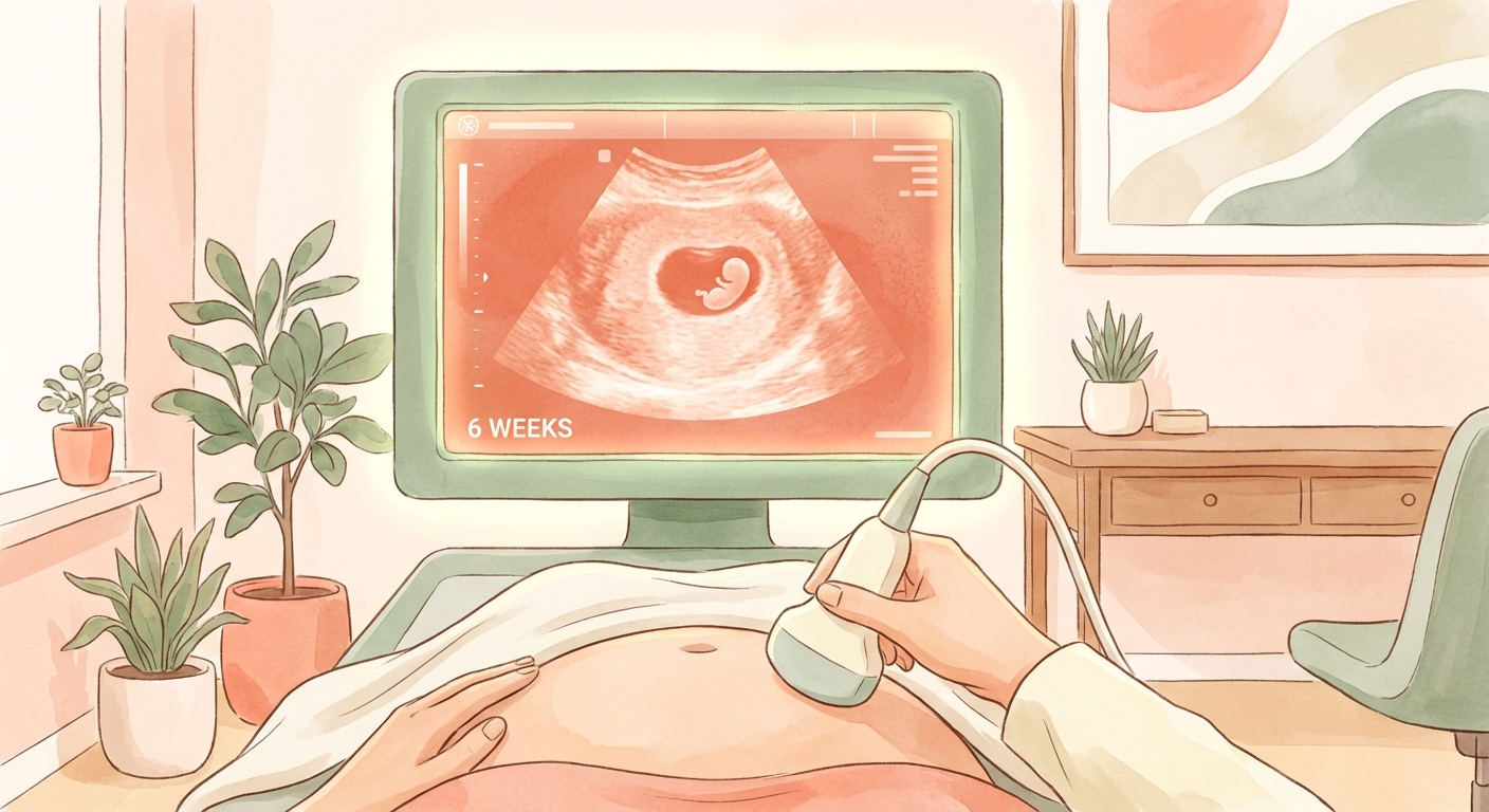 First prenatal ultrasound at 6 weeks showing embryo