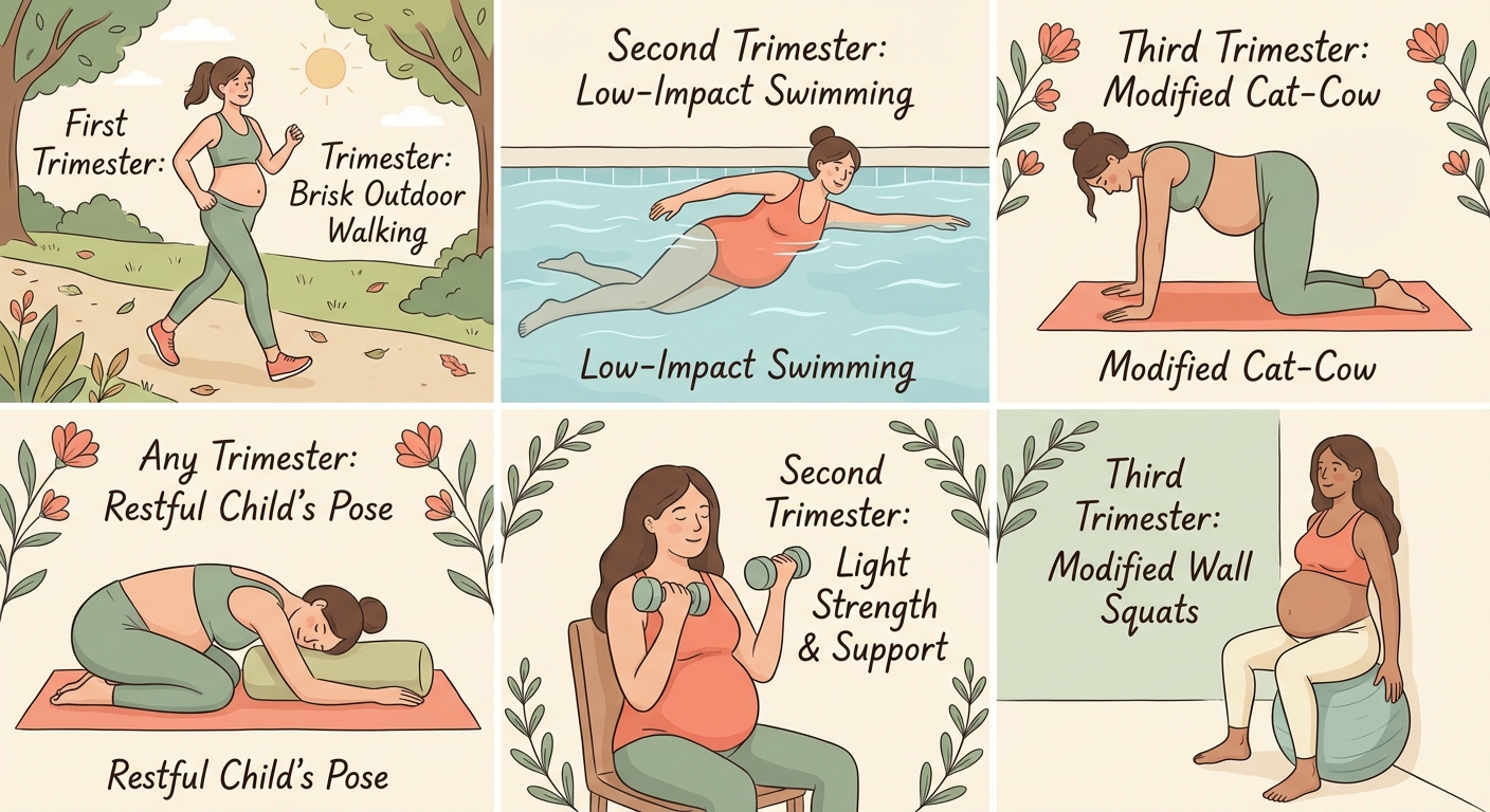 Safe exercises during pregnancy by trimester