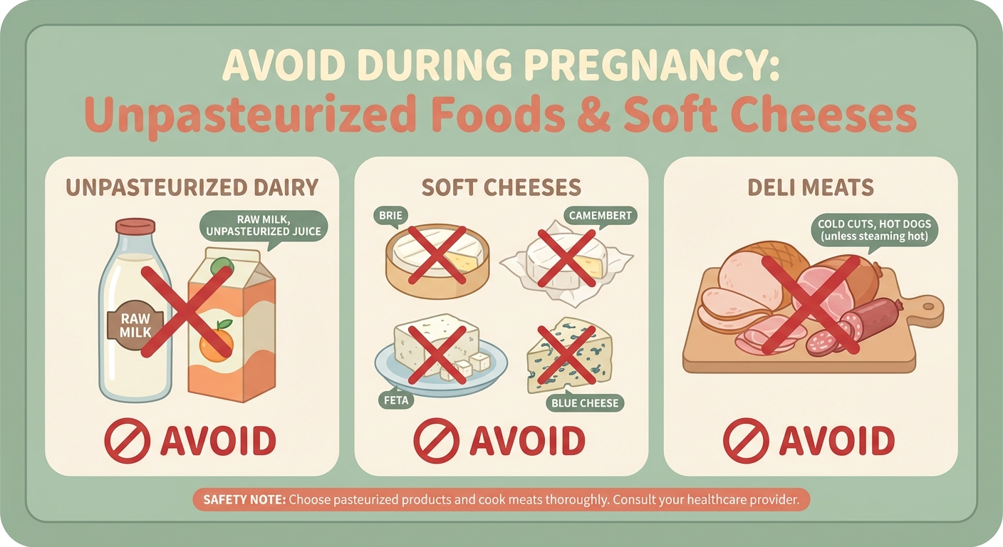Unpasteurized foods and soft cheeses to avoid while pregnant